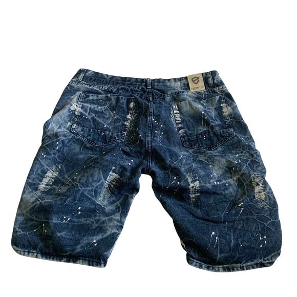 ENCRYPTED Men’s Size 40 Paint Spatter Denim Jean Bermuda Shorts - Picture 12 of 13